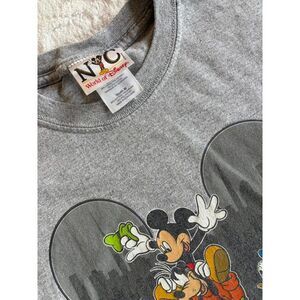 Vintage Disney NYC Shirt Youth Medium Mickey Goofy Pluto Donald Gray Tee